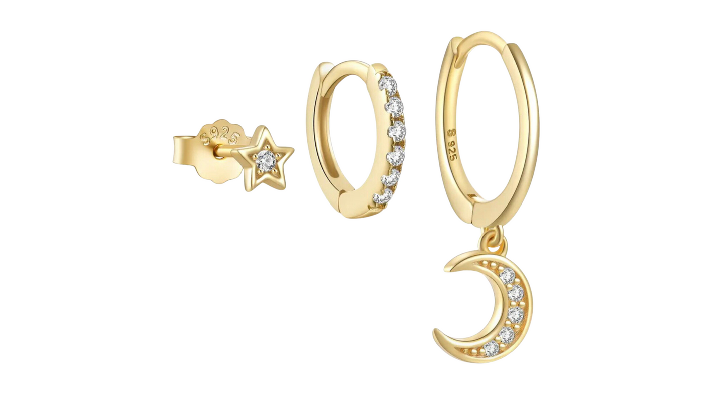 SET DE 3 BLOUCLES D'OREILLES