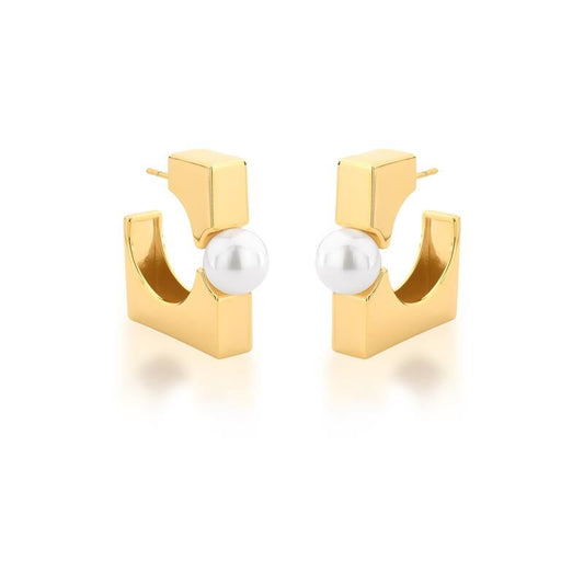 BOUCLES D'OREILLES CARRÉ AVEC PERLE