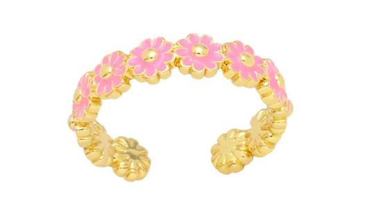BAGUE FLEURS ROSE