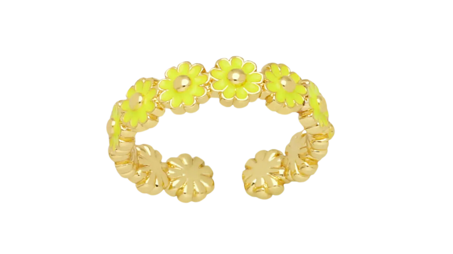 BAGUE FLEURS JAUNE