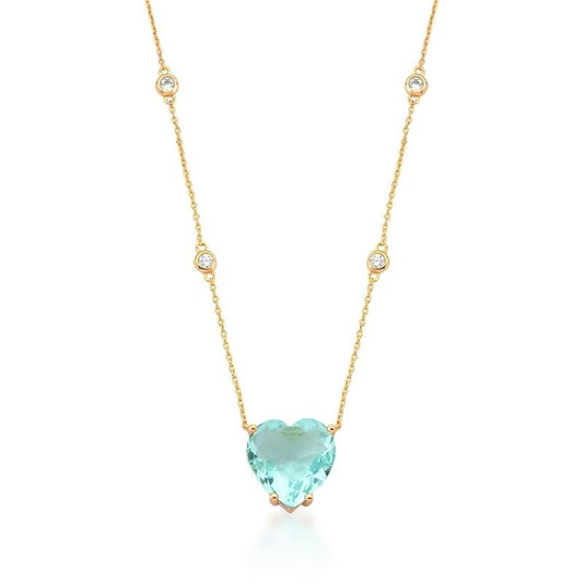 COLLIER COEUR ZIRCON BLEU