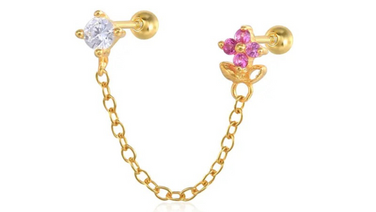 BOUCLES D'OREILLES UNITAIRE FLEUR ROSE