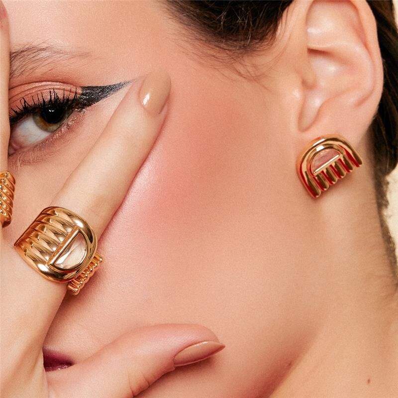 BOUCLES D'OREILLES DEMI-CERCLE PLAQUÉ OR 24K