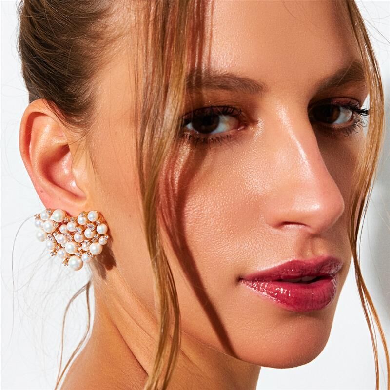 BOUCLES D'OREILLES COEUR EN PERLES