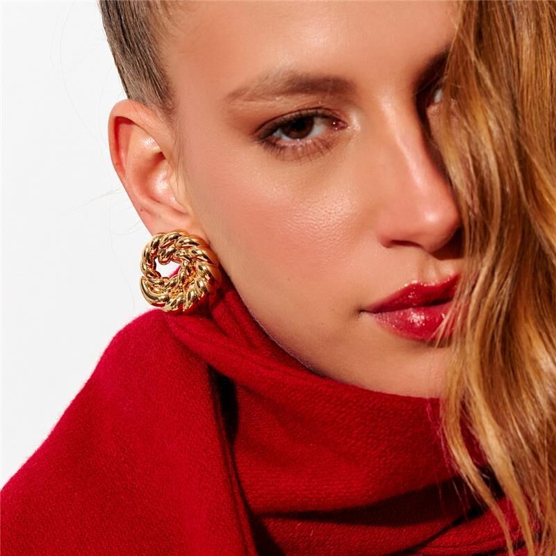 BOUCLES D'OREILLES RONDES PLAQUÉ OR 24K