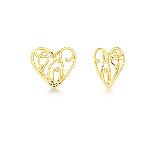 BOUCLES D'OREILLES COEUR D'AMOUR PLAQUÉ OR 24K