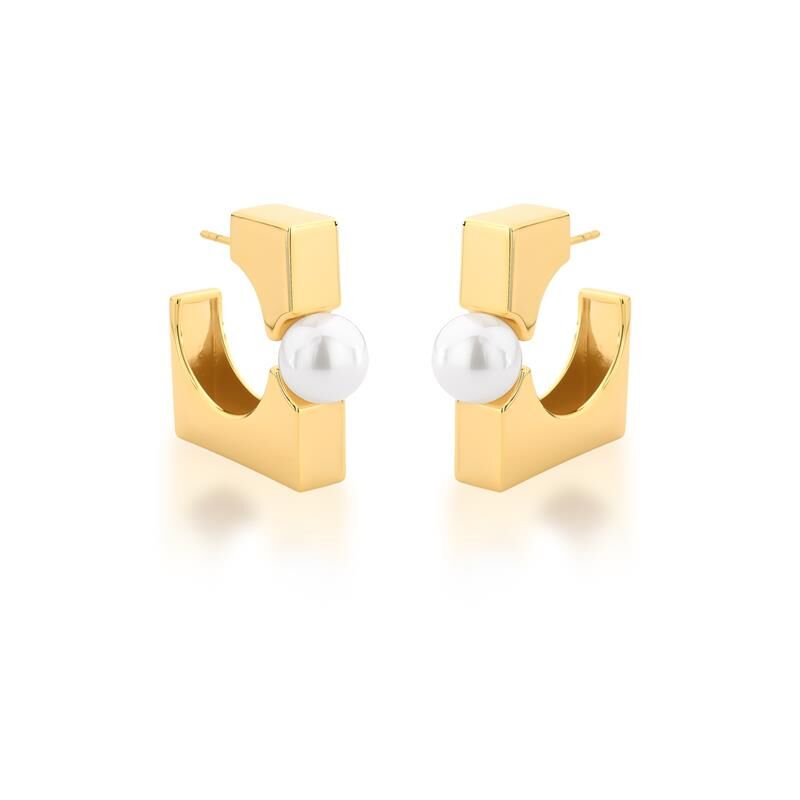 BOUCLES D'OREILLES CARRÉ AVEC PERLE