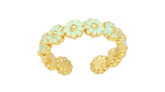 BAGUE FLEURS VERTES