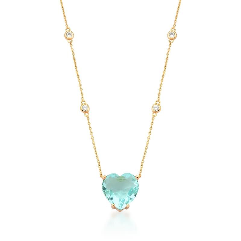 COLLIER COEUR ZIRCON BLEU