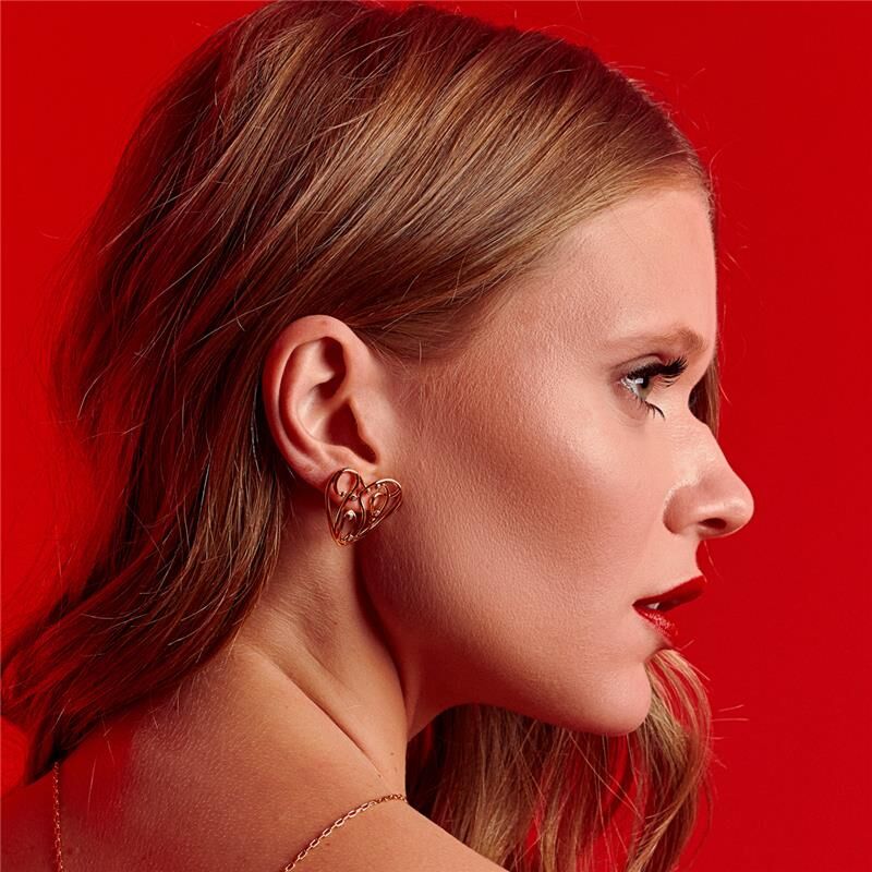 BOUCLES D'OREILLES COEUR D'AMOUR PLAQUÉ OR 24K