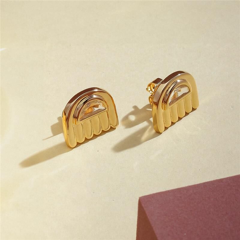 BOUCLES D'OREILLES DEMI-CERCLE PLAQUÉ OR 24K